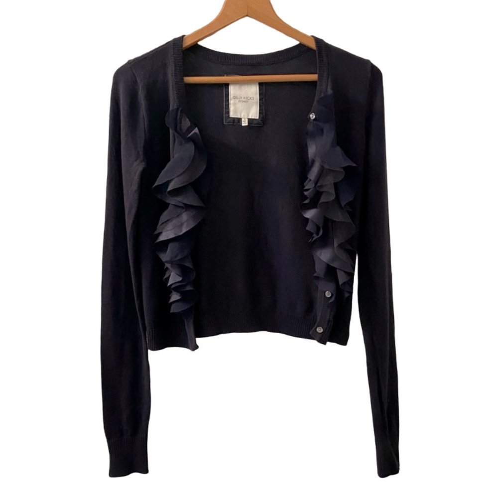 {Gilly Hicks} Navy Ruffle Cardigan - Small